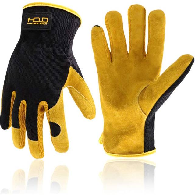 Men Leather Gardening Gloves, Utility Work Gloves for Garden & Building Work, Dexterity & Breathable Construction Gloves (XL)