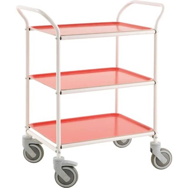 Serveringsvagn 770x495x960mm, 150kg, Vit / Röd, KM1620-VR