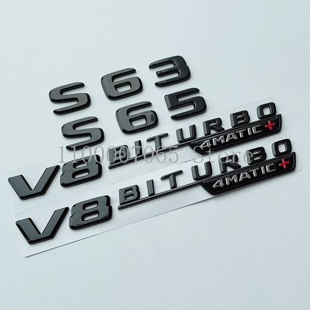 (2017 glossy black) Flat Letters S63 S65 S63L S65L V8 Biturbo 4matic+ ABS Emblem for Mercedes