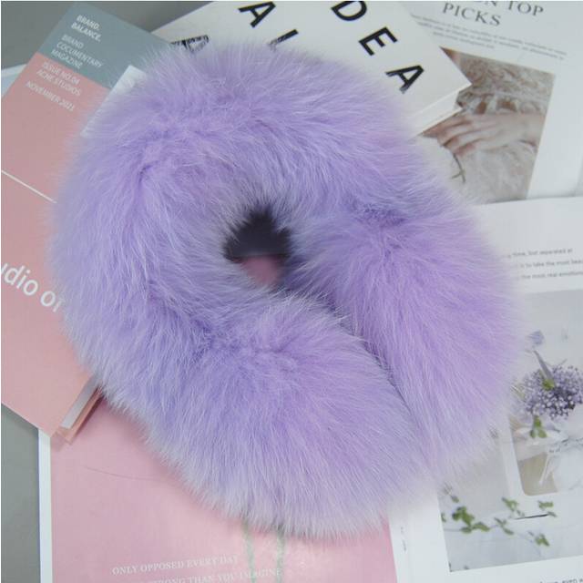 (light purple) New Brand Women 100% Natural Fox Fur Earmuffs Plush Winter Warm Big Pompoms