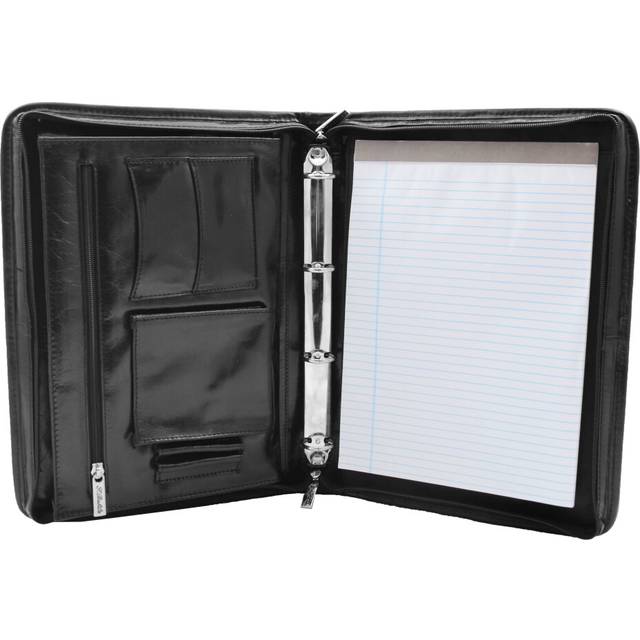 Real Leather Folio Underarm Bag Black Ring Binder A4 Pad - Arturo