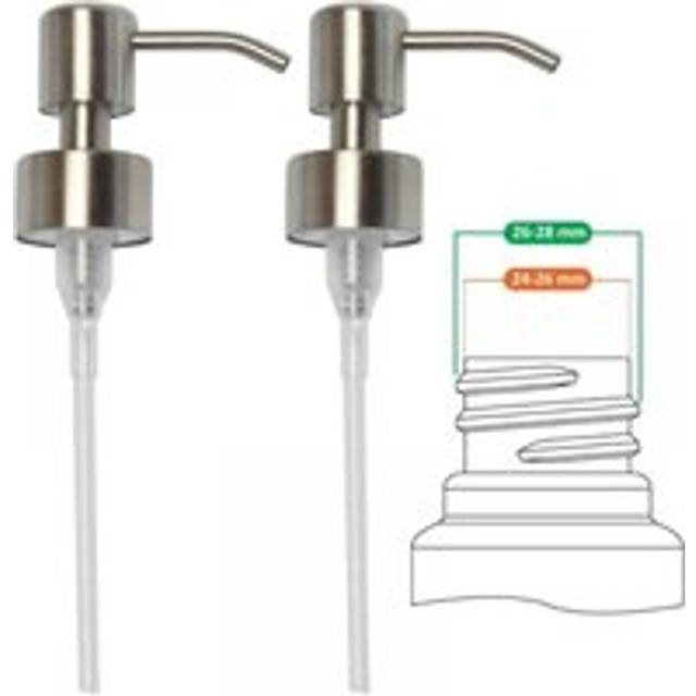 Cyslmuk - 2pcs - 28mm Replacement Pump for Liquid Soap Dispenser - Stainless Steel, Brushed Finish Stainless Steel