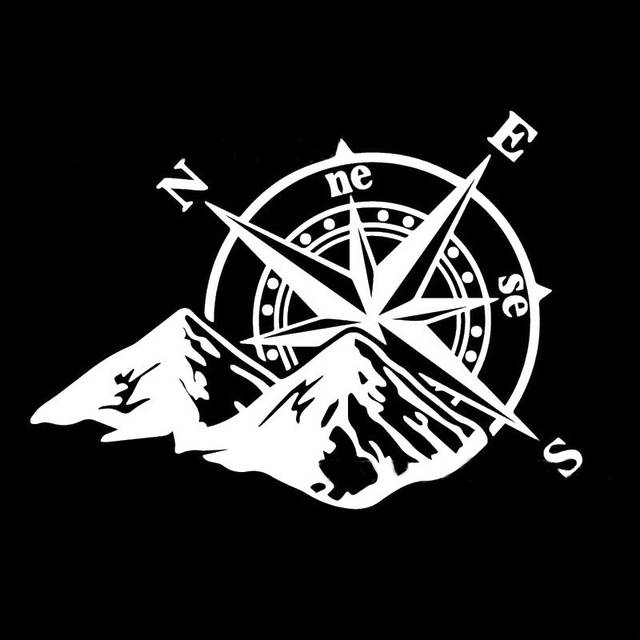 (White) Mountain Compass Car Stickers Fashion Laser Styling Decoration Decal Colorful