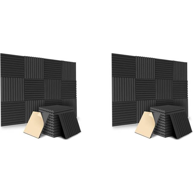 24 Pack Self-Adhesive Acoustic Panels, Sound Proof Foam Panels, High Density Soundproofing Wall Panels for Home(Black)