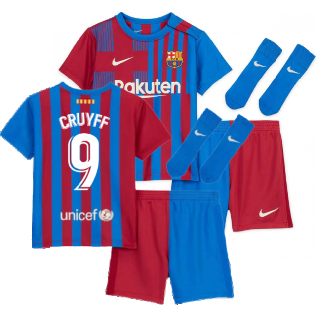 '21-'22 Barcelona Infants Home Kit (CRUYFF 9) Adults Blue 6-9 Mo Polyester Johan Cruyff Made By: Nike