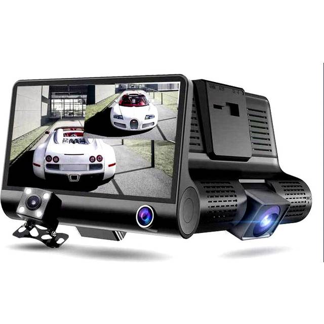 3 Cameras Lens 4.0 Inch Car DVR Camera Recorder FHD 1080P Night Vision Dash Cam Support Rearview