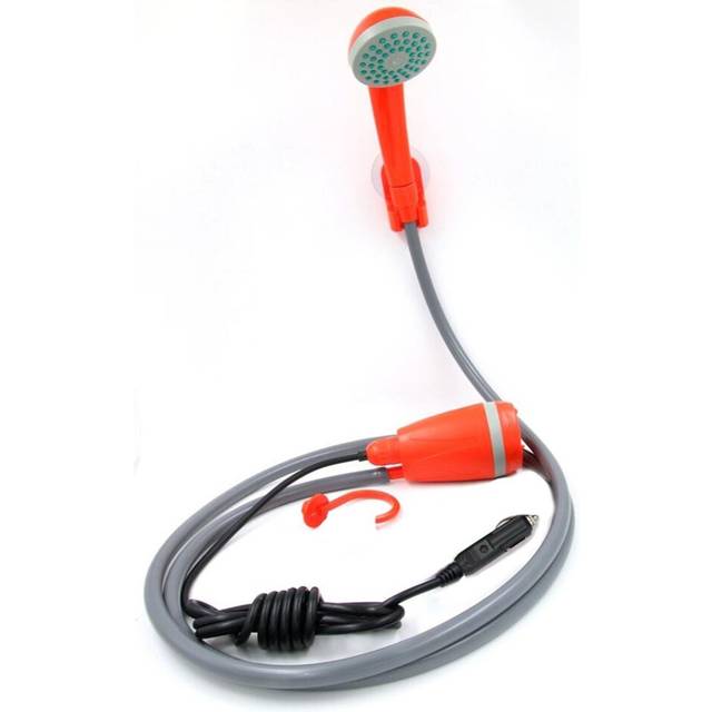 (Orange) Portable 12V Electric Outdoor Handheld Shower with Pump