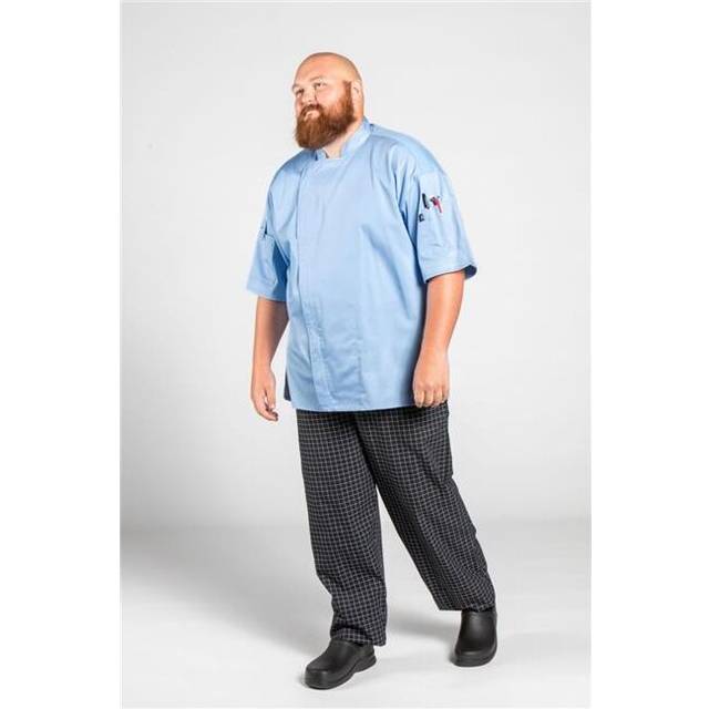 Uncommon Threads 0703-7705 Unisex Venture Pro Vent Chef Coat with Mesh, Sky Blue - Extra Large