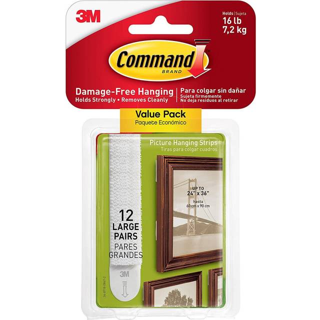 Command Picture & Frame Hanging Strips Value Pack, Large, White, 12-Pairs (17206-12ES)