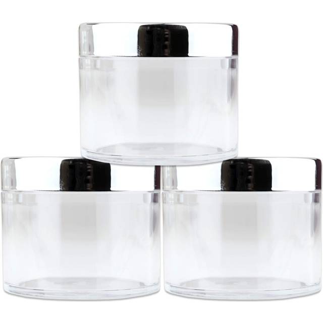 Beauticom 60 grams60 ML (2 Oz) Round clear Leak Proof Plastic container Jars with SILVER Lids for Travel Storage Makeup cosmetic Lotion Scrubs creams