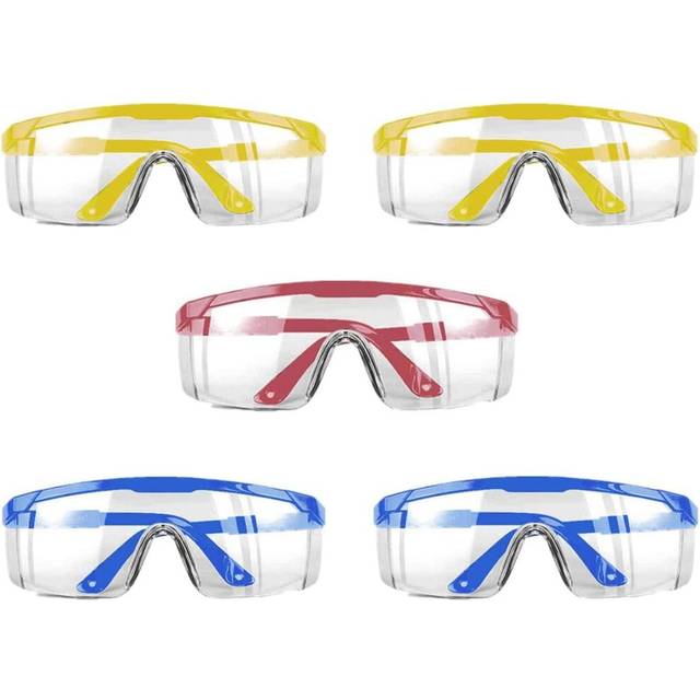 5 Pack Safety Goggles Glasses Protective Eyewear Goggles Eyeglasses Clear Anti-Fog/Anti-Scratch Lenses Goggles with Adjustable Temple