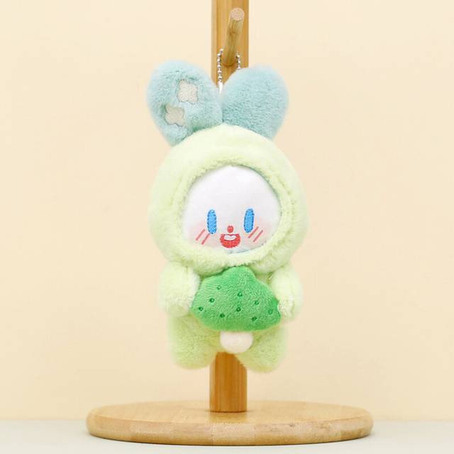 (Broccoli Rabbit) Bunny Charming Potato Plush Keychain Short Fur Soft Keyring Cute Bag Ornament