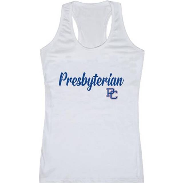 W Republic 557-472-WHT-04 Presbyterian College Blue Hose Script Tank Top, White - Extra Large