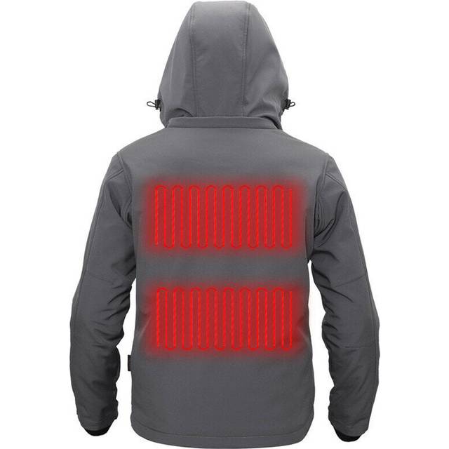 (Gray, Men) 7.4V 5-Heating Zones Electronic Heated Waterproof Fever Jacket Intelligent Hooded Work Motorcycle Skiing Riding Coat