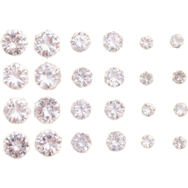 17KM 12pairs Men Cubic Zirconia Decor Stud Earrings