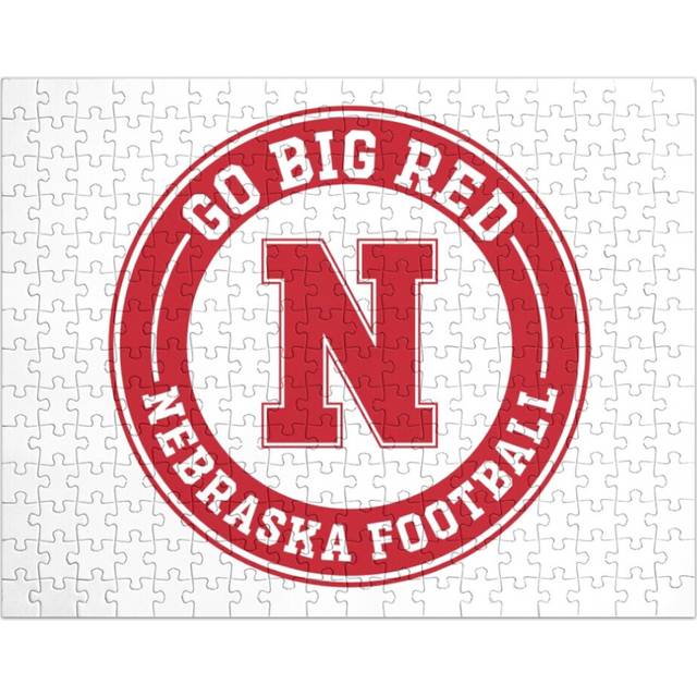 (Go Big Red - Nebraska Football Round Badge=7137) Jigsaw Puzzle Wooden 300-Piece for Adults Kids Seniors- Home Decor Family Activity Game Wall Art 38x