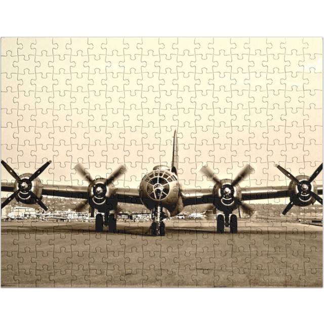 (B-29 Bomber Plane - Vintage WW2 Aircraft Photography=6787) Jigsaw Puzzle Wooden 300-Piece for Adults Kids Seniors- Home Decor Family Activity Game Wa