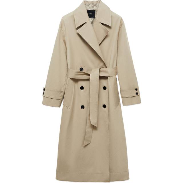 Mango Angela Oversized Double Breasted Trench Coat, Beige