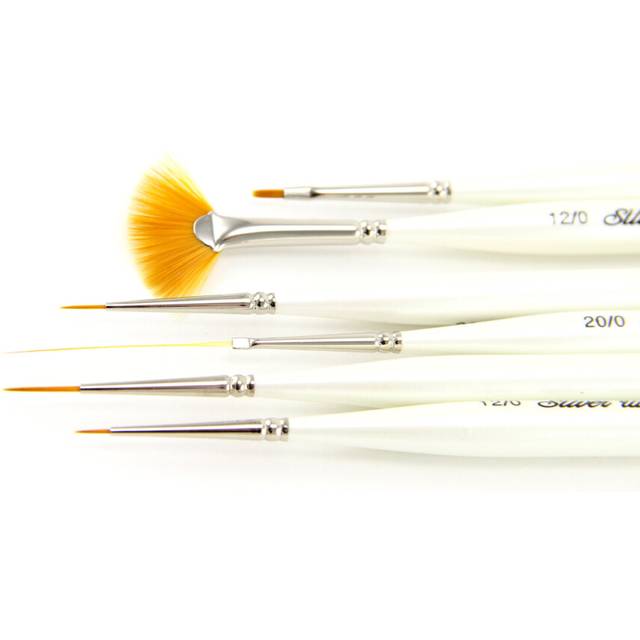 Silver Brush Limited UMS-2460S Ultra Mini Detail Brush Set  Acrylic and Watercolor Brushes  Short-Handle Art Brushes  6-Piece Set