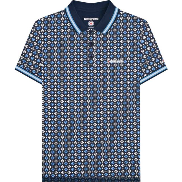 SS25 Geometric Big & Tall Polo Shirt - Dark Navy - 5XL