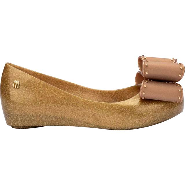 Mini Melissa Kids' Ultragirl Bow Jelly Ballet Flats, Pearly Beige