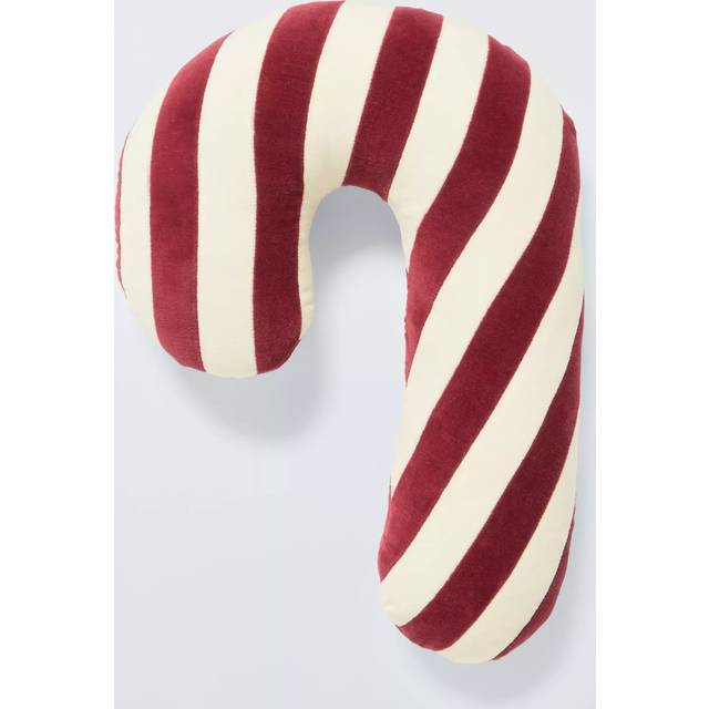John Lewis Candy Cane Velvet Large Christmas Cushion, Red