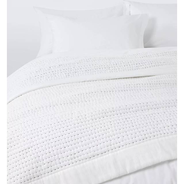 John Lewis Kantha Gauze Stitch Bedspread, White