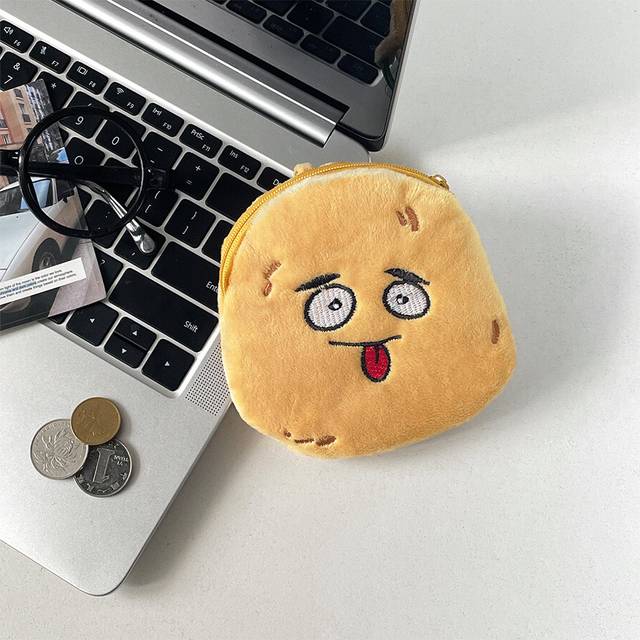 (Naughty Potato) Plush Adorable Potato Coin Purse Funny Yellow Skin Design Soft Storage Bag