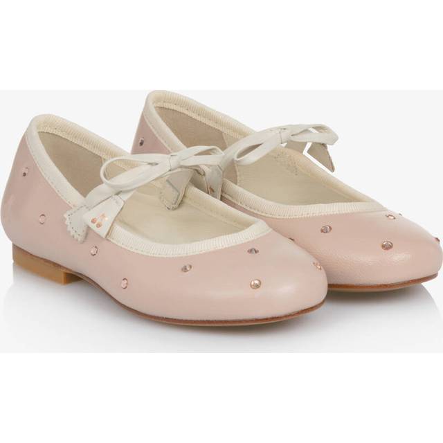 Bonpoint Girls Pink Leather Ballerina Pumps - 27