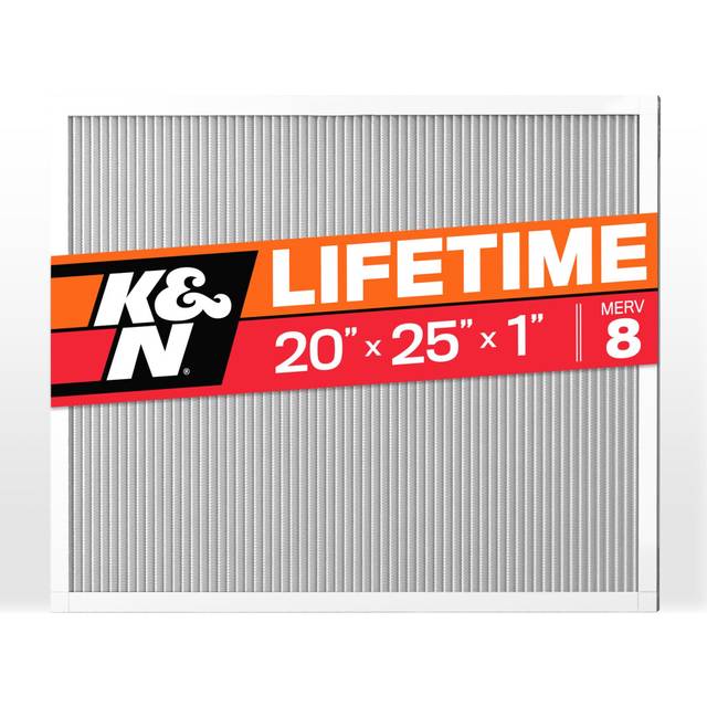 K&N 20X25X1 HVAC Furnace Air Filter  Lasts a Lifetime  Washable  Merv 8  the Last HVAC Filter You Will Ever Buy  Breathe Safely at Home or in the Offi