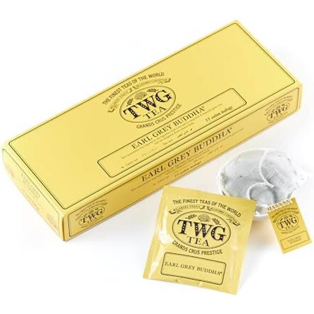 TWG Tea | Earl Grey Buddha | Green Tea | Bergamot & Rose Petals | 15 Hand Sewn Cotton Tea Bags | Gift Set