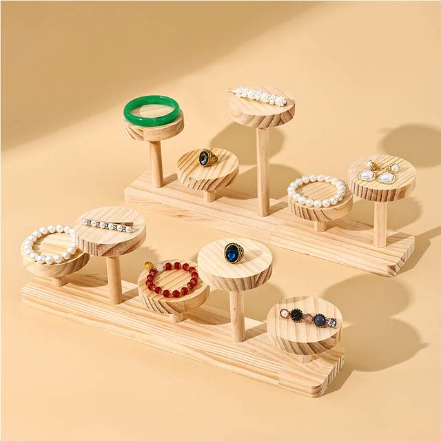 (A style) Solid wood five-disc jewelry display stand