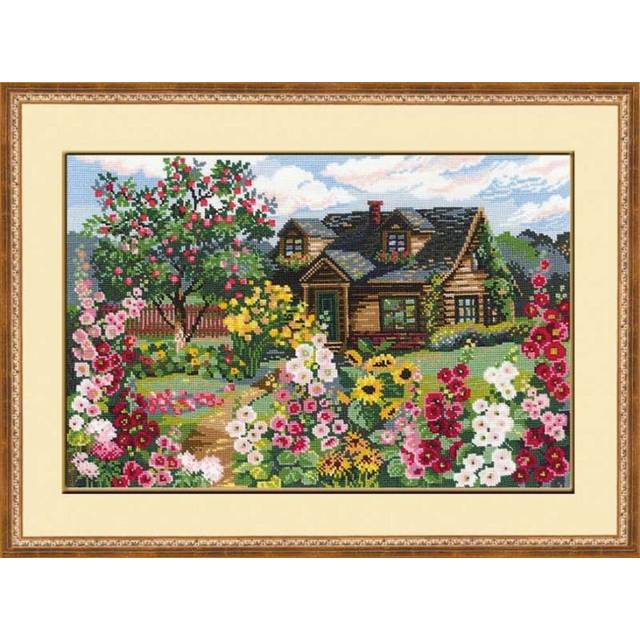 "RIOLIS 978 - Flowering Garden - Counted Cross Stitch Kit 15"""""""""""""""" x 10.25"""""""""""""""" Zweigart 15ct. White AIDA 25 Colors"