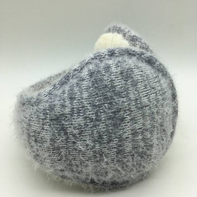 (Grey) Winter latest knitted rabbit wool with folding earmuffs man and women