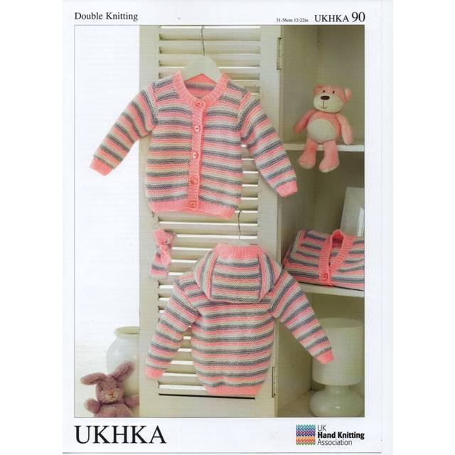 UKHKA 90 DK Knitting Pattern Baby Cardigans and Headband