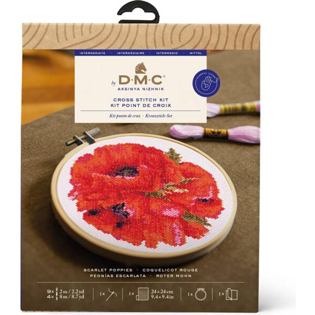 DMC Cross Stitch Kit Scarlet Poppies by Aksinya Nizhnik - Intermediate
