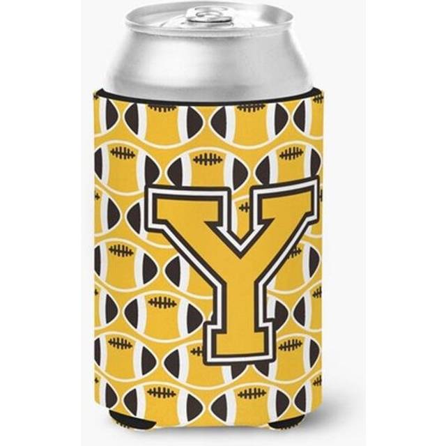 Letter Y Football Black, Old Gold & White Can or Bottle Hugger