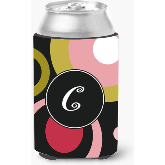Caroline's Treasures AM1001-CCC Monogram - Retro in Black Can or Bottle Hugger Cooler Washable Drink Sleeve Collapsible Beverage Insulated Holder, Can