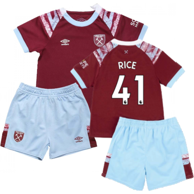 '22-'23 West Ham Home Baby Kit (RICE 41) Toddler's Maroon 12-18 Mo Polyester Declan Rice Made By: Umbro