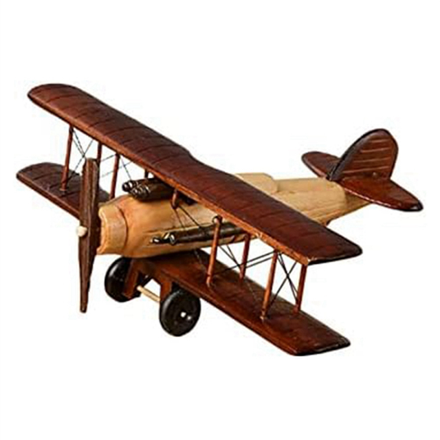 Retro Aircraft Handicraf Wooden Airplane Model, Vintage Biplane Model