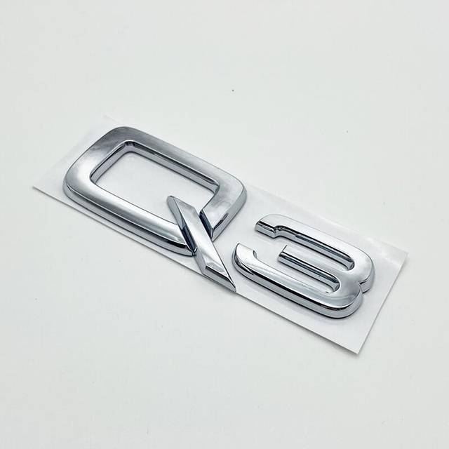 (silver Q3) 3D ABS Numbers Letters Q2 Q3 Q4 Q5 Q6 Q7 Q8 Emblem for Audi Q series Car
