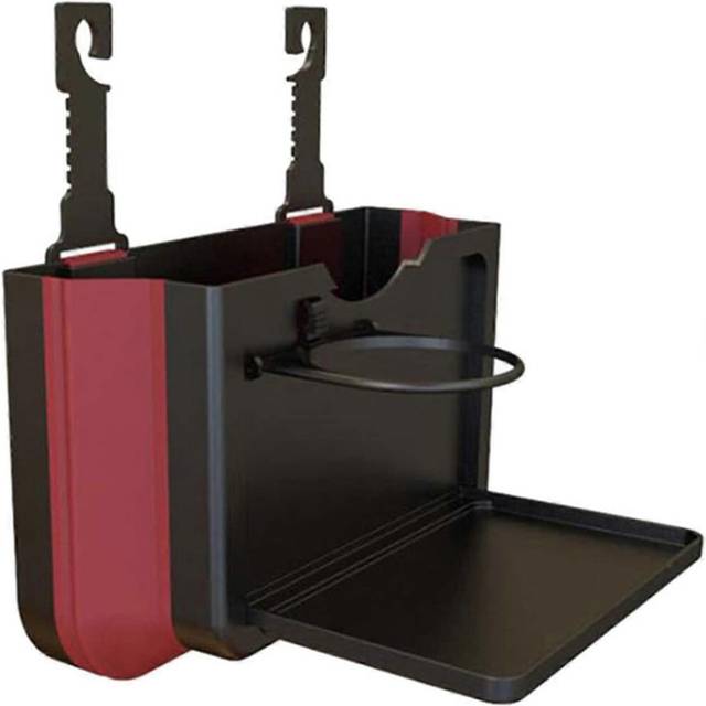(As show, One size) car trash can, folding cabinet car trash can, hanging trash can with cup holder, black, 2 pieces