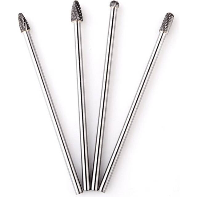 4Pcs Long Shaft Tungsten Carbide Burrs Set Kit Bits 6mm Shank 155mm Cut Port Cast Intake Exhaust Manifold