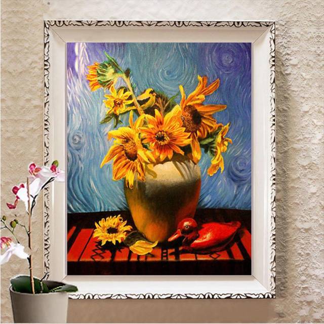 5d Diamond Painting Sunflower Round Drill Flowers Diamond Embroidery Cross Stitch Patterns Decor 20X30CM