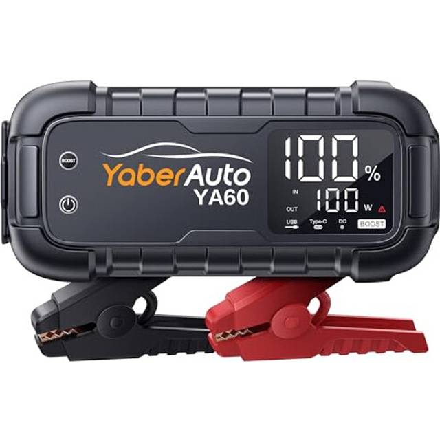 YaberAuto Jump Starter Power Bank, 6000 A Peak Current, 65 W Quick Charge, Starter Power Bank, Car Jump Starter with 3.3 Inch LCD Screen, Jump Starter