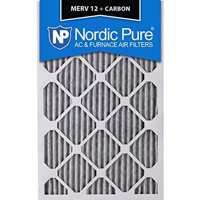 Nordic Pure 16x25x1 (15 1/2 x 24 1/2 x 3/4) Furnace Air Filters MERV 12 Pleated Plus Carbon 3 Pack