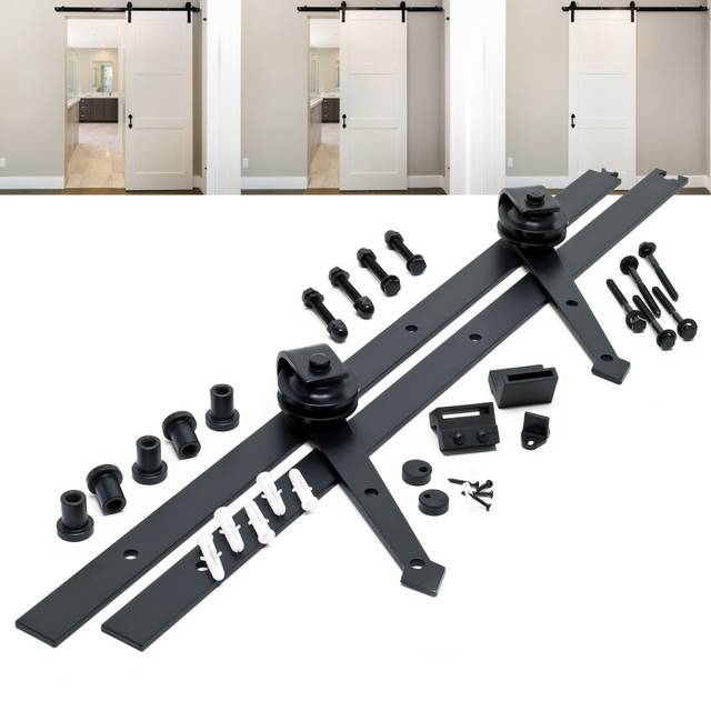 Sliding Door System Set with 183 cm Sliding Rail for Doors up to max. 90kg