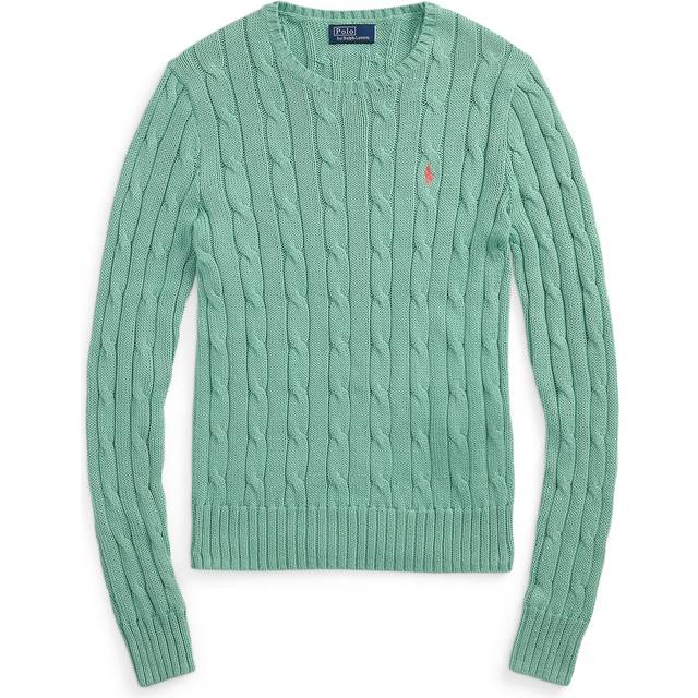 Cable Stitch Jumper with Crew Neck and Long Sleeves - pale green