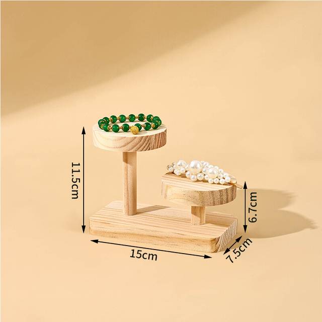 (A-two-disc) Solid Wood Three-Disc Jewelry Display Stand