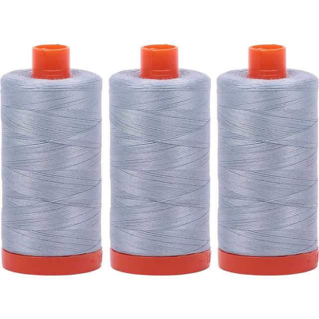 Bundle of 3 Large 1422 Yard Spools of Aurifil 50wt Egyptian Cotton Thread  Color: Artic Sky No. A1050-2612